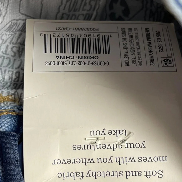 Cat & Jack Girls Floral Embroidered Button Front Girlfriend Jeans - Picture 3 of 4